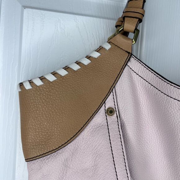 XL Oryany Top Handle Hobo Bag Neutral Color Pink Tan Large Leather - Picture 3 of 11